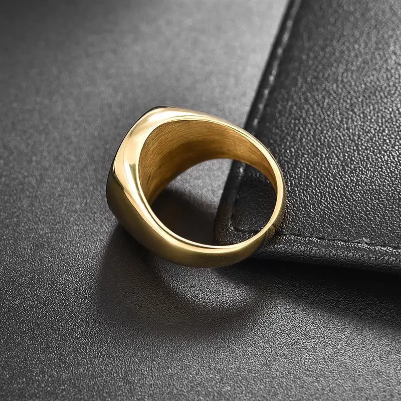 Anillo de sello negro con parte superior plana