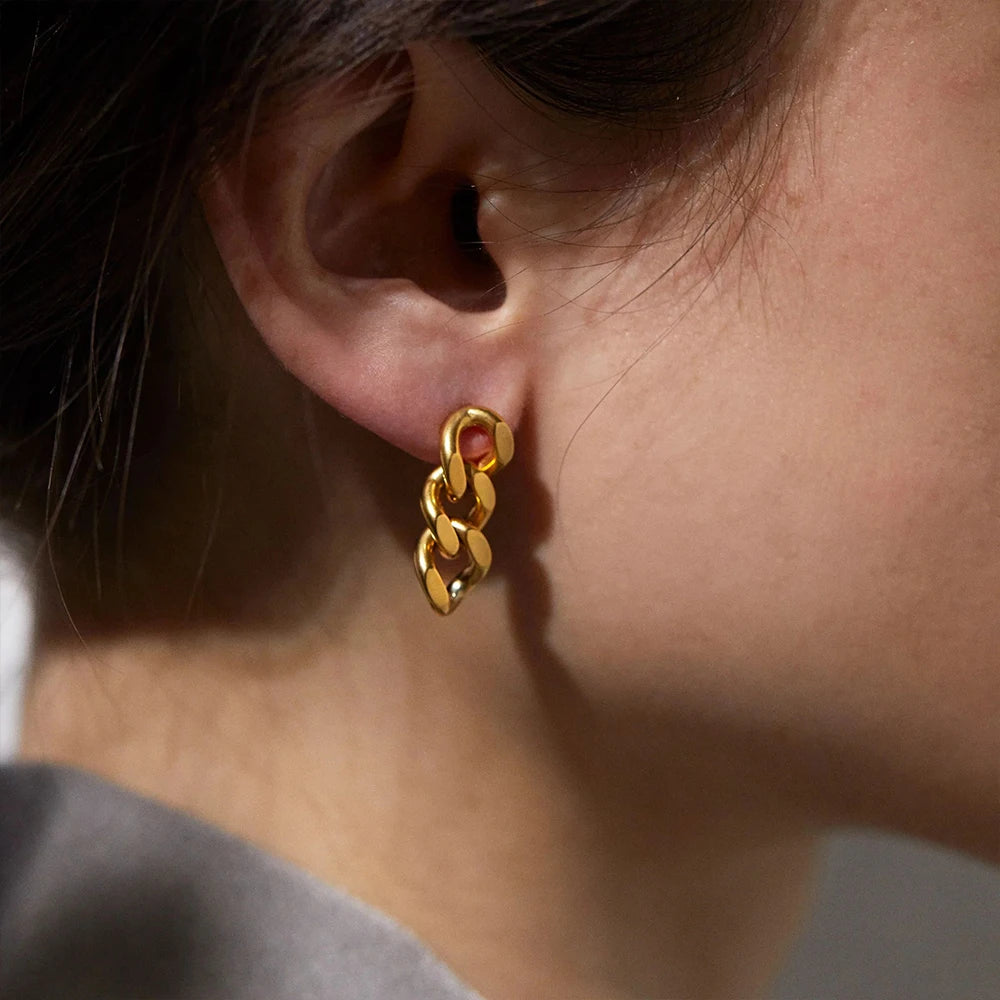 Pendientes de cadena de eslabones cubanos