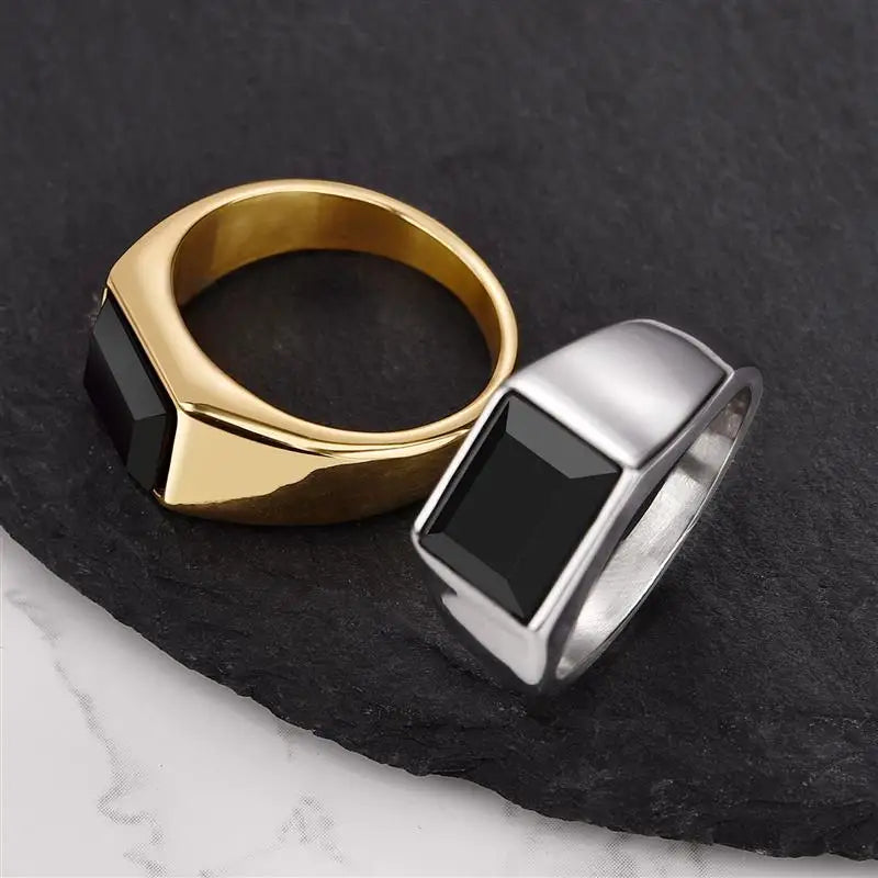 Simple Black Stone Ring