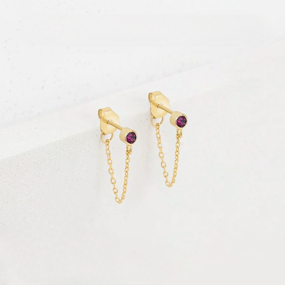 Birthstone Chain Earrings