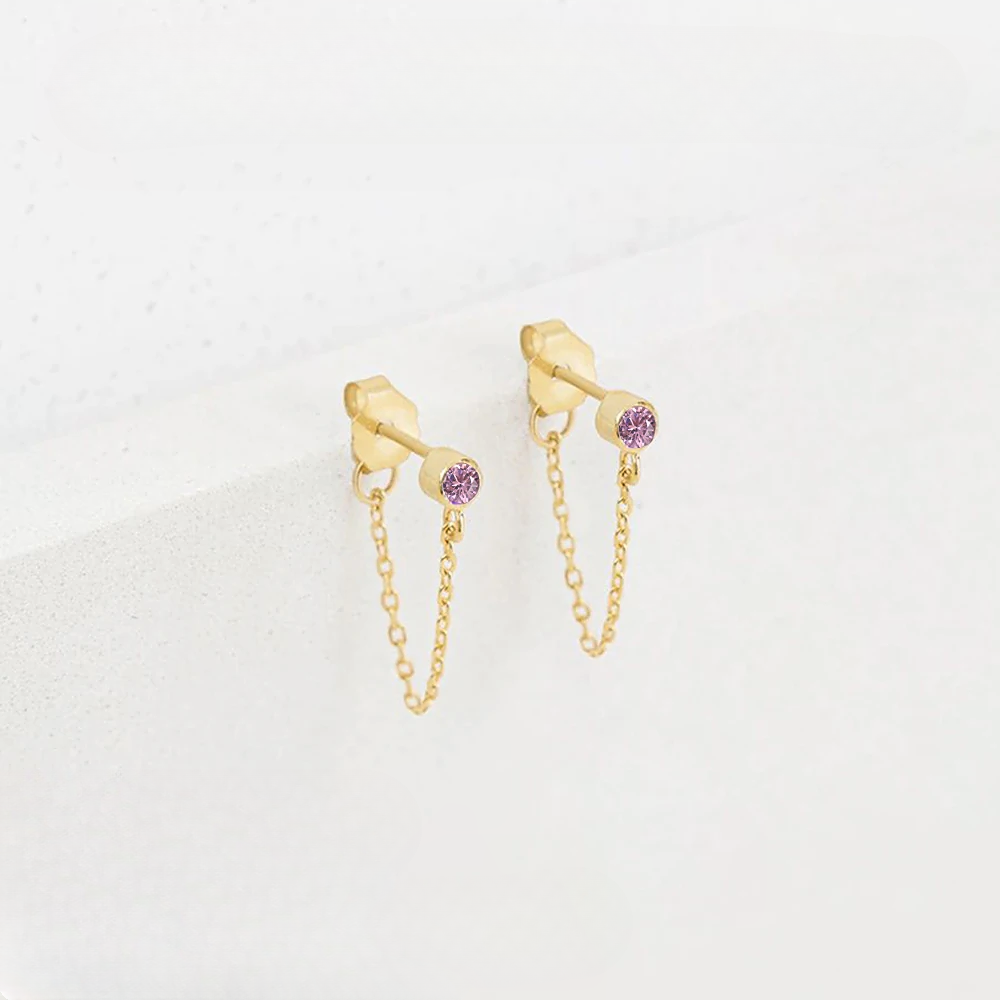 Birthstone Chain Earrings