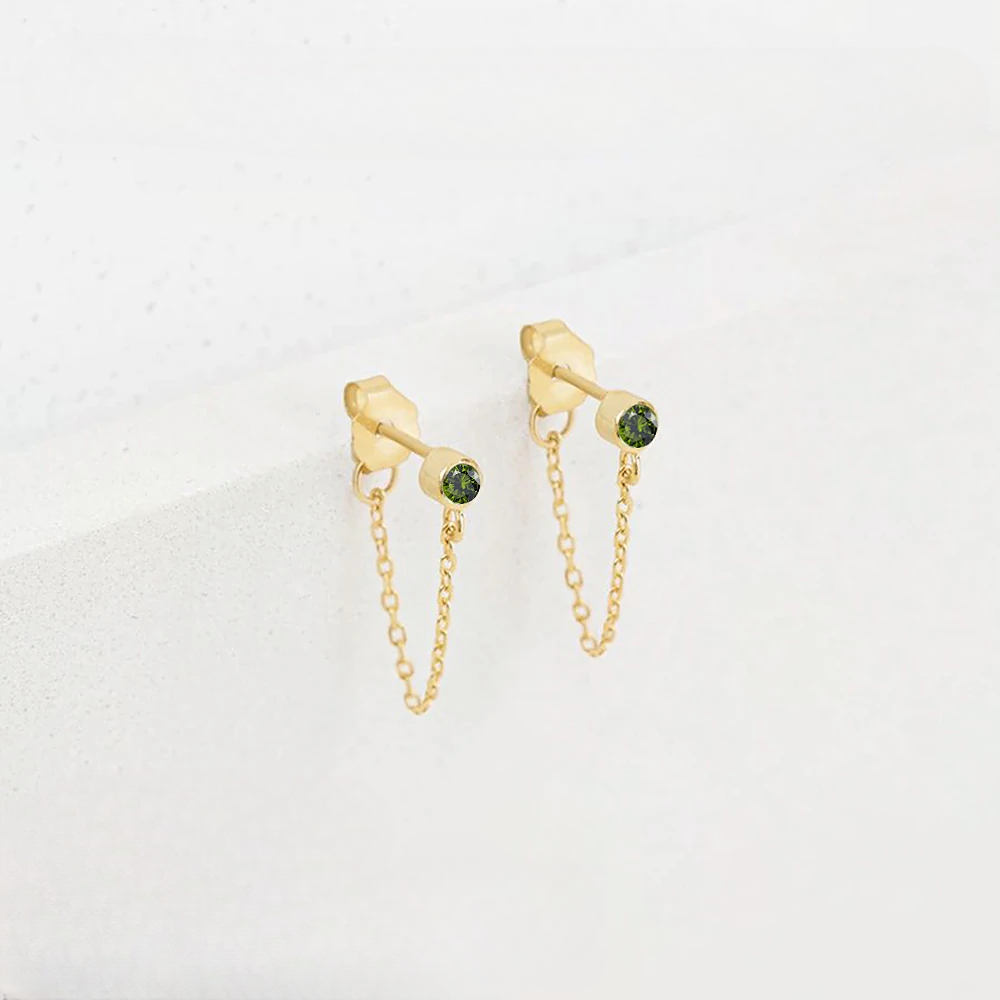 Birthstone Chain Earrings